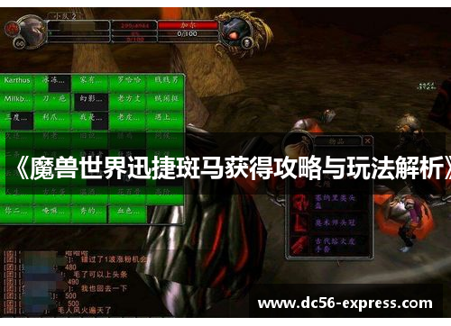 《魔兽世界迅捷斑马获得攻略与玩法解析》